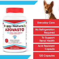 AzoVast Plus Capsules Kidney Health Supplement for Dogs & Cats, 120ct - NO Refrigeration Required-Help Support Kidney Function & Manage Renal Toxins(120 Caps)