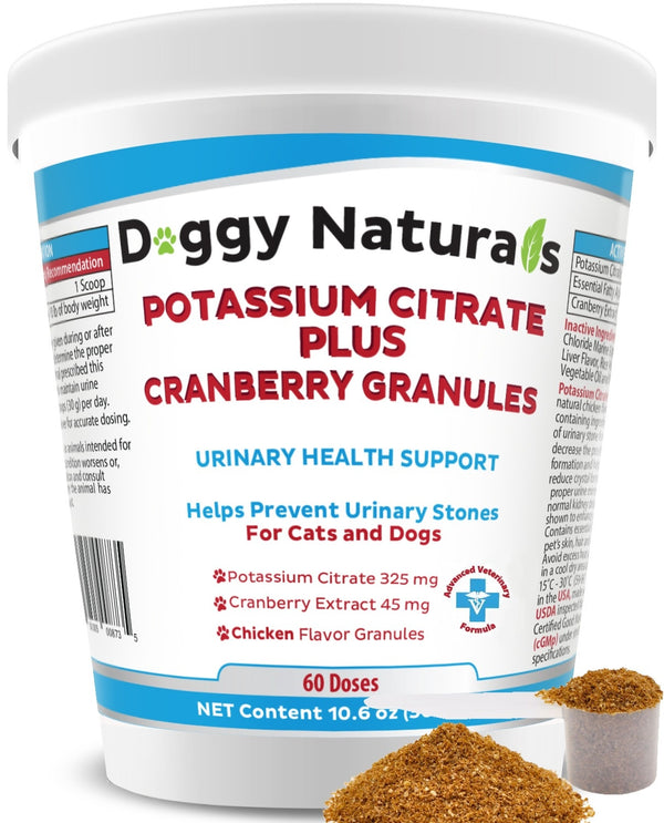 Potassium Citrate Plus Cranberry Granules 300gm for Cats and Dogs - UTI Support-Helps Deter Formation of Calcium Oxalate, Bladder & Kidney Stones
