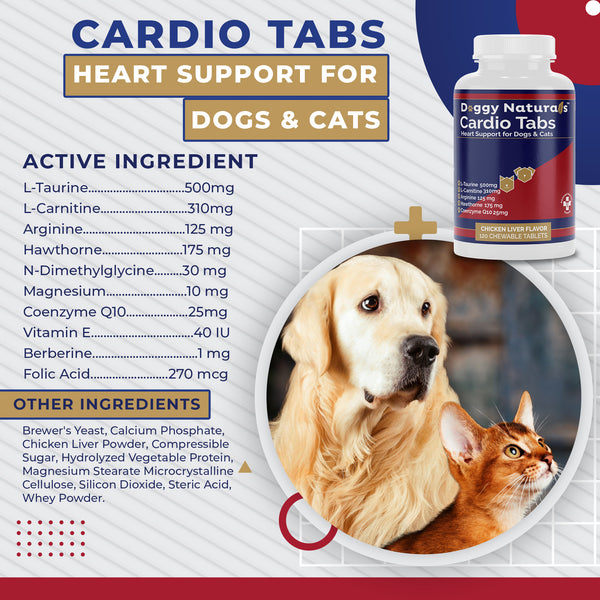 Cardio Tabs Heart Support Supplement for Dog and Cats,( 120 Tablets )